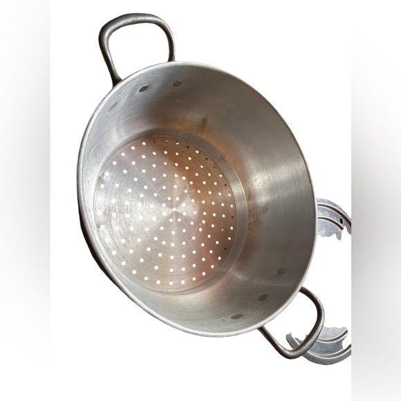 VINTAGE TOURNUS WIDE ALUMINUM FRENCH STEAMER WITH 2 HANDLES - Picture 7 of 10